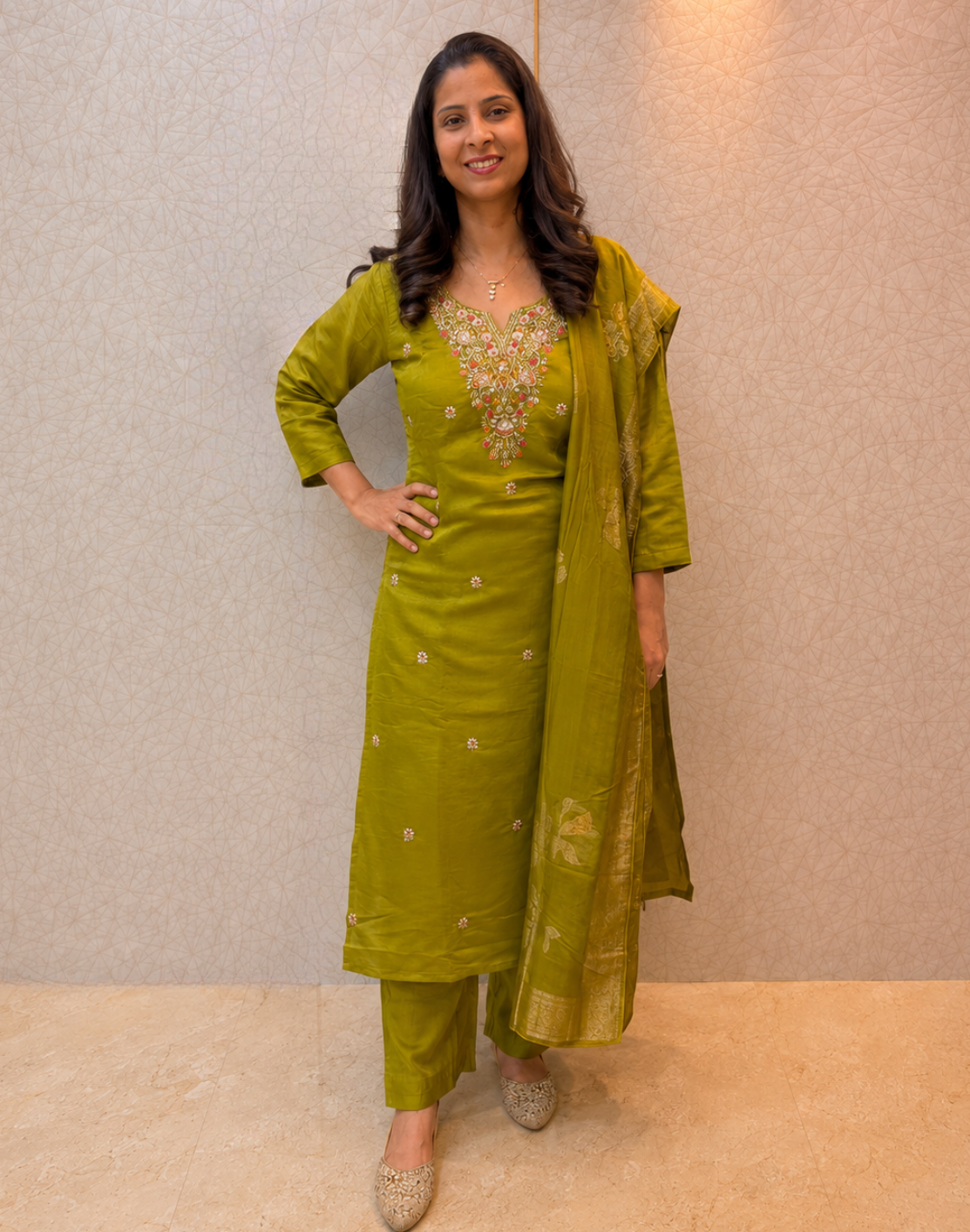 Aarohi – Green Silk 3-Piece Suit