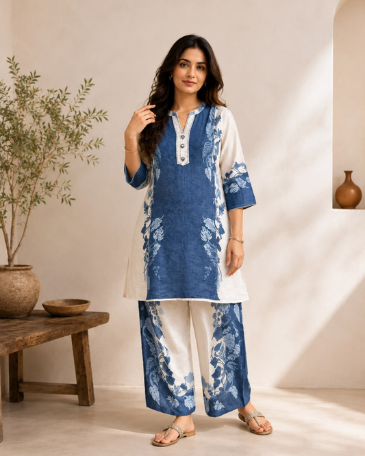 Ada — Indigo Floral Co-ord Set