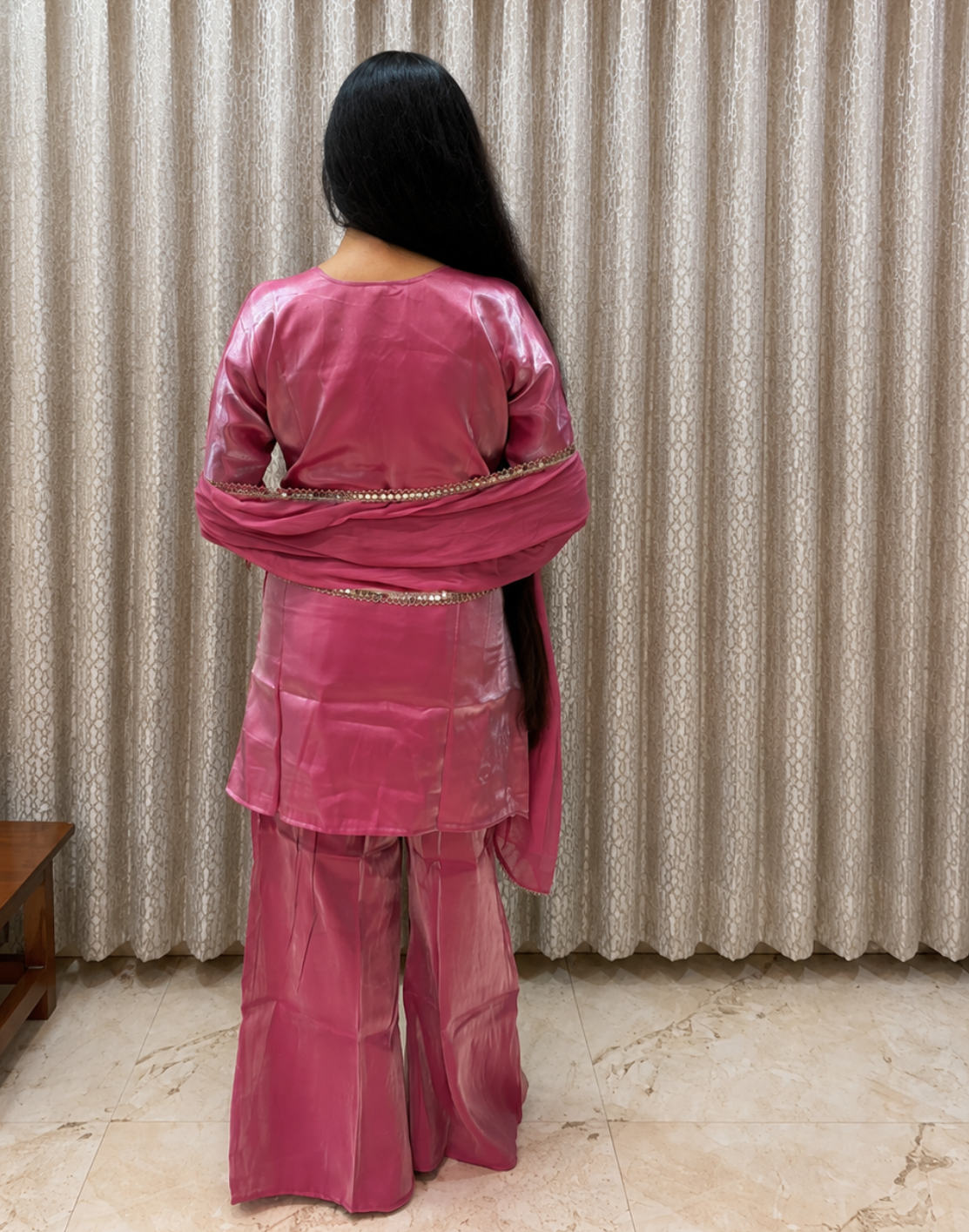 Pink Embroidered Salsa Silk 3-Piece Suit Set with Dupatta