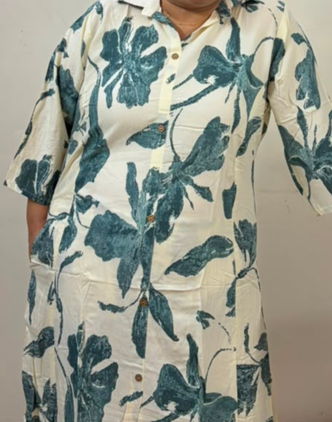 Khwaabh Ivory Floral Printed Shirt Kurta with Wide-Leg Pants Co-ord Set
