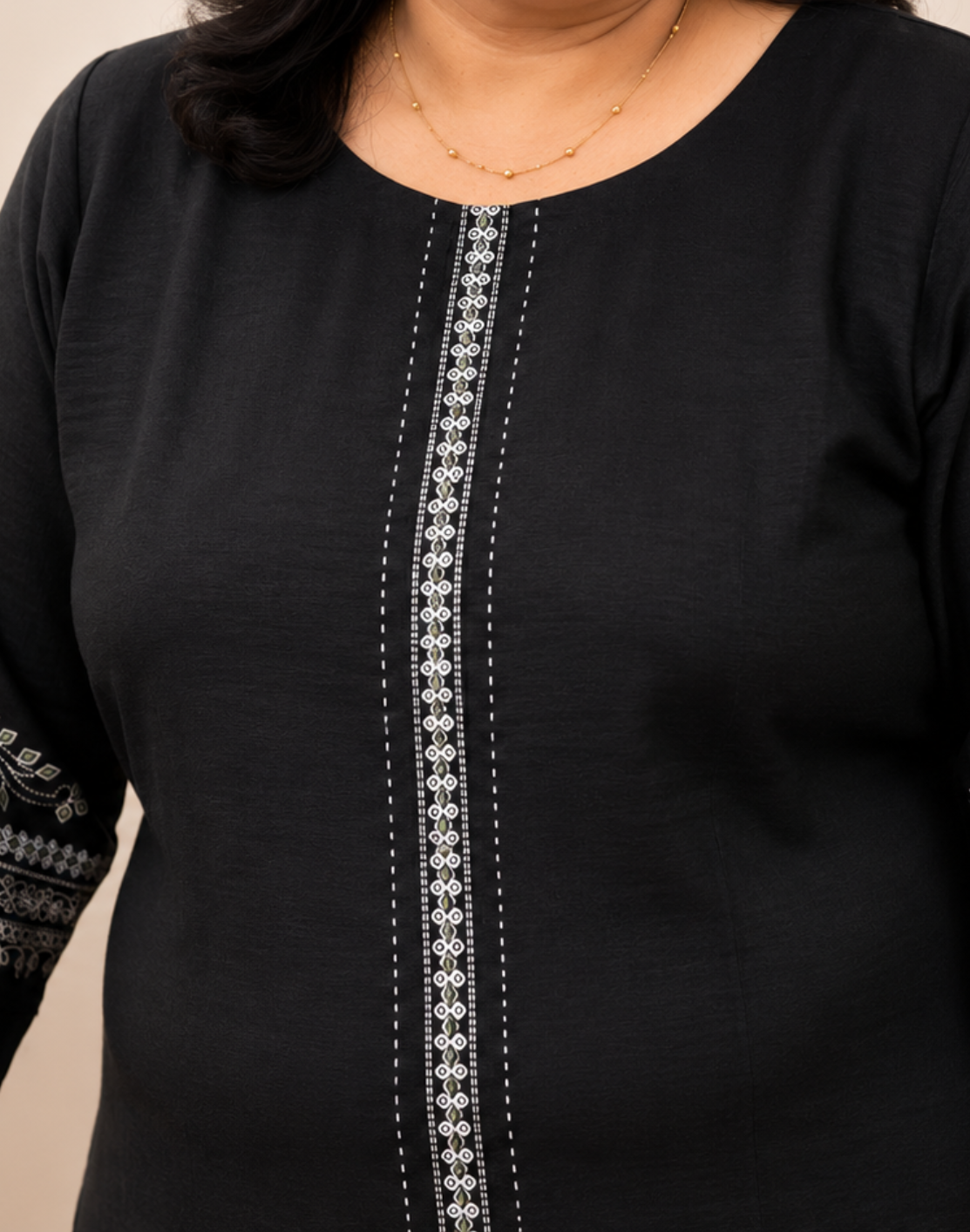 Khwaabh Black Grace Printed Straight Kurta