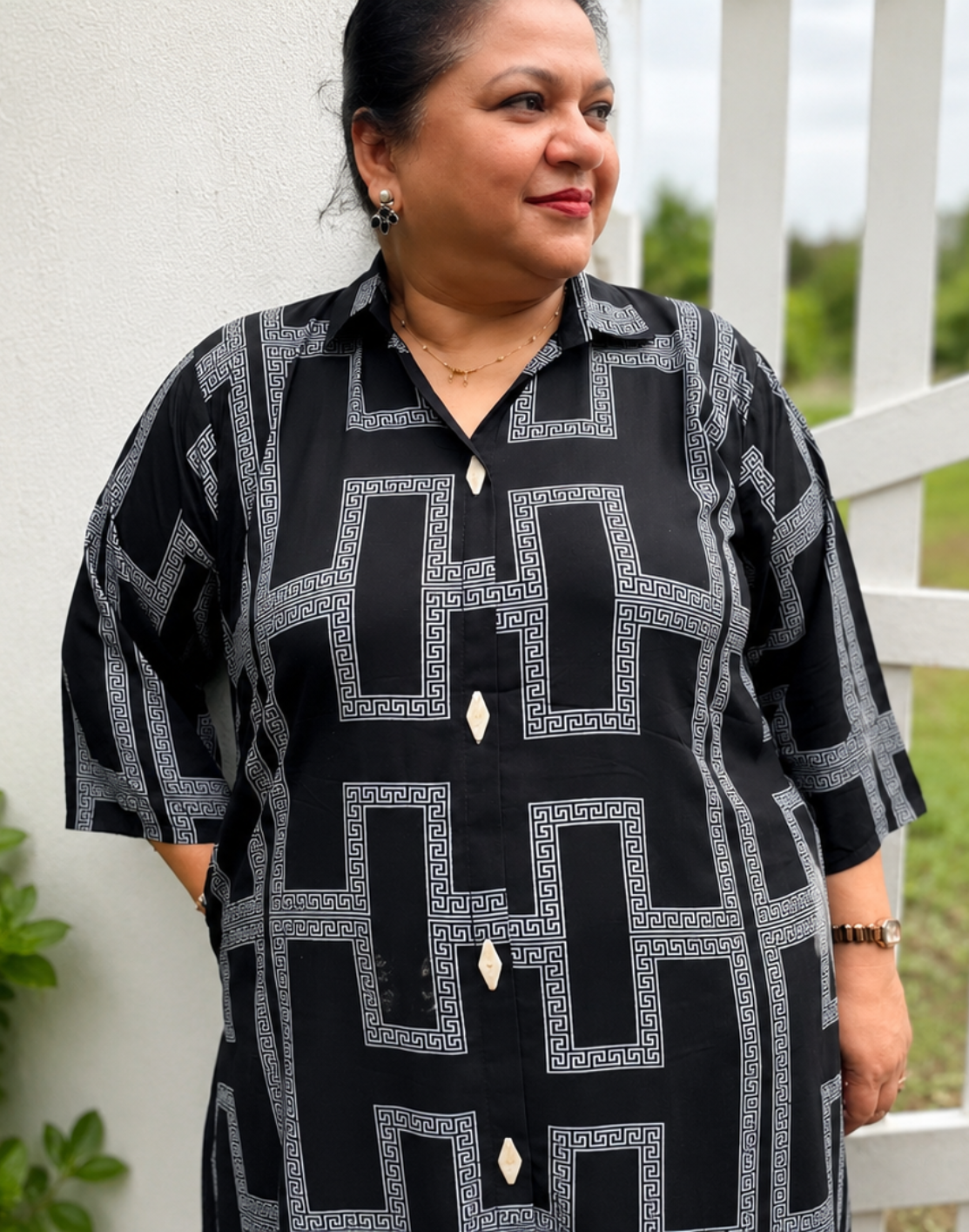 Noir Maze Printed Co-Ord Set with Pocket