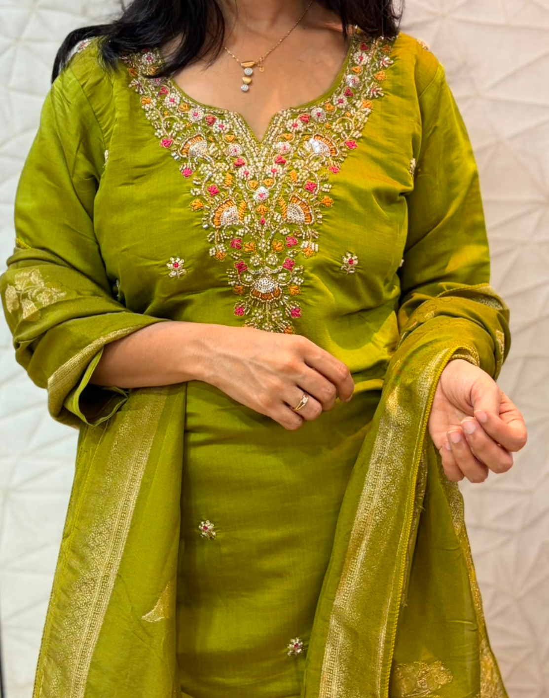 Aarohi – Green Silk 3-Piece Suit